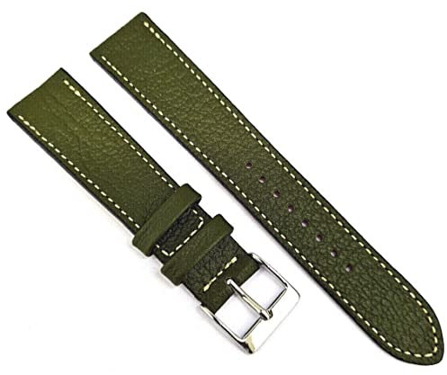 Fluco Uhrenarmband 19mm Montana feines Leder Uhrband grün Made in Germany