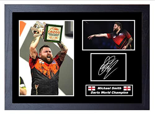 Michael Smith Darts Druck, signiert, A4