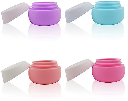 MYHJL 4 Stück auslaufsichere Silikon-Creme-Gläser aus Silikon Reisegröße Flaschen Reisebehälter für Toilettenartikel, ideal für Make-up, Lotionen, Shampoo (mehrfarbig)