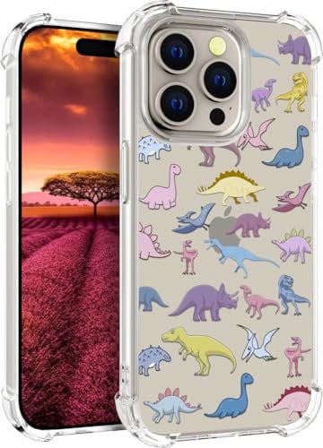 Topgraph Case Compatible for Iphone 15 Pro Max Cute Dinosaur Clear For Women Girly Designer Girls, Cute Silicone Transparent Phone Case Dinosaurs Design Compatible with Iphone 15 Pro Max
