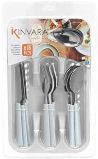 Kinvara Set de Cubiertos Blanco Plateado Acero Inoxidable Plástico (6 Unidades)