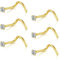FECTAS Nose Ring Screw Nose Stud 18G Corkscrew Nose Piercing Jewellery Stainless Steel 2mm Diamond CZ Gold