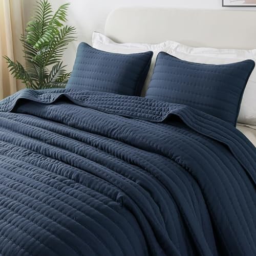 R.SHARE Tagesdecke 300x270 cm, Kuscheldecke Bettüberwurf, Ultra Weiche Steppdecke für alle Jahreszeiten, Wohndecken Sofaüberwurfdecke aus Mikrofaser (ohne Kissenbezug)-Blau