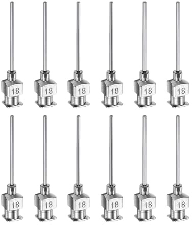QUARKZMAN 12 Stück 18 Gauge Edelstahl Dosierkanülen, 1 Metallkleber-Nadelrohr mit stumpfer Spitze und Luer-Lock für dickflüssige Materialien, Tinte, Kleber, Laboreinsatz