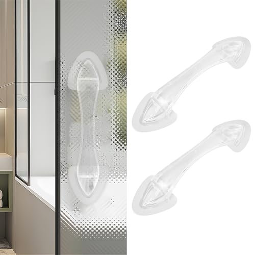 Elistonie 2 Stück Acryl Selbstklebender Griff für Schiebetür Griff zum Kleben Möbelgriff Dusche Türgriff Bohrfrei Acryl Griff für Medizinschrank Schublade Bildschirm Tür Balkon (2 Stück, Transparent)