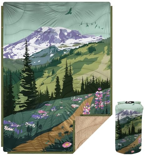 KawaGebo Kamp Campingdecke Outdoor I Reisedecke Ultraleicht Verstaubar I Camping Thermodecke Wasserabweisend Für Wandern, Reisen, Hängematte,Van, Flugzeug Decke I Thermal Sherpa & Ripstop,200x145cm