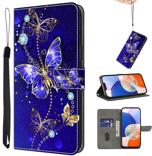 TUOLISG Handyhülle für Samsung Galaxy A53 5G Hülle,PU Leder Flip Wallet Case Schutzhülle mit Kartenfächer und Standfunktion für Samsung Galaxy A53 5G (Diamant-Schmetterling)