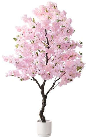 Piante Finte da Interno Albero del Fiore di Ciliegia Delle Piante Artificiali, Albero Finto per Patio/ Portico/ Asilo, Albero Artificiale con Cesto Fioriera per L'arredamento Della Casa(Pink,50cm(19 3