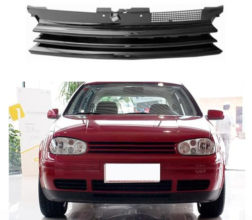 XYghzh Nieren Schwarz Kühlergrill Streifen Kühlergrill für VW Golf 4 MK4 1999-2005,Grill Glanz Schwarz Doppelsteg Sport Kühlergrill