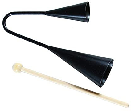 GREENADSCAPE zweifarbige Glocke Musikinstrument Agogo-Glocke mit Stock Kinder-Instrument-Spielzeug musical instruments music instruments Agogo-Glocke mit Holzstab Samba-Schlaginstrument Black