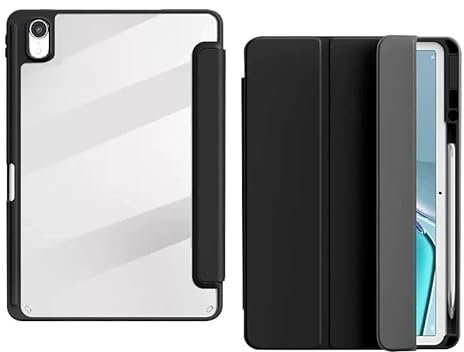 Tablet-Hülle passend for Huawei Matepad 11.5 S 2024 Hülle mit Bleistifthalter PU-Leder Acryl-Rückseite TGR-W09 W10(Black)