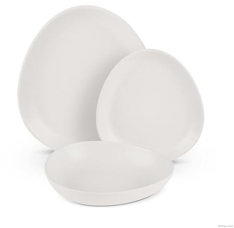 Berlinger Haus Set di stoviglie a forma triangolare, 18 pezzi, bianco opaco, collezione Sahara, di alta qualità, elegante e facile da pulire