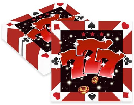 40 Stück Casino Party Auswahl Party Servietten,33x33cm Einweg Casino Party Geburtstag Part Servietten für Mann Frau Mädchen Geburtstag Party Deko