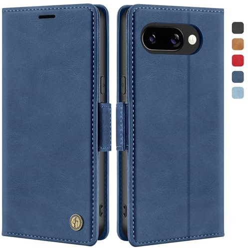 ivencase Handyhülle für Google Pixel 9A Hülle mit Schutzfolie, Stoßfest [Kartenfach Klappbar Standfunktion] Flip Wallet Cover Lederhülle Case für Google Pixel 9A Hülle Blau