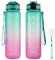 Borraccia Motivazionale 1 Litro, Borraccia con Cannuccia e Spazzola per Pulizia, Borraccia 1 Litro BPA Free, Borraccia Sportiva 1 Litro per Scuola, Lavoro, Palestra, Yoga, Ciclismo (Verde/Rosa)