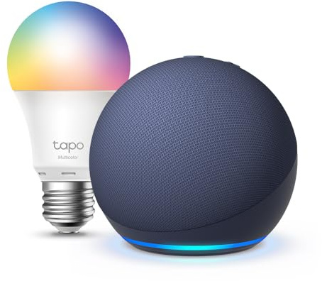 Echo Dot (5e génération) | Bleu marine + Tapo L530EA ampoule connectée LED (E27), Fonctionne avec Alexa - Kit de démarrage Maison connectée