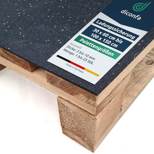diconfa Antirutschmatte Ladungssicherung GRÖßE + Dicke + Menge WÄHLEN - 120x80cm, 10mm - 4 Stück - Palettengröße - einfach zuschneiden - VDI-2700 geprüft universal Gummimatte Gummigranulat