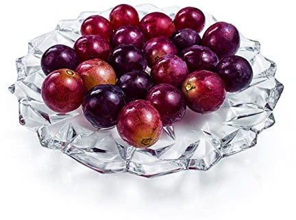 YHEIANJ Fruits Bowl Lotus Shallow Bowl Flat Tray Tray Crystal Glass Home Clear Candy Dried Fruit Cut Face Table Decorative Ornament Kitchen Utensils Fruits Basket