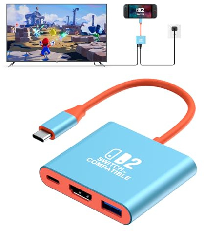 BAOZEE Switch 2 TV Dock Compatible with Nintendo Switch 2 (2025), TV Adapter Support 4K/60Hz HDMI 2.0A, PD100W USB 3.0 Port, Also for Switch/OLED Models