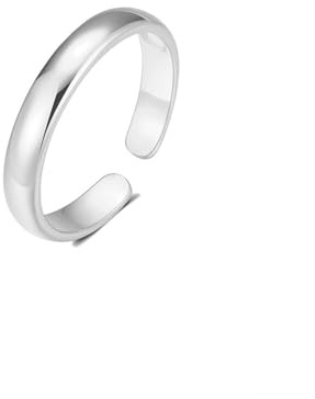 RDSGYZ Weißgold Ringe Damen 585 Echtgold, Eheringe Einzeln Offen ohne Stein Poliert Bandring Verlobungsring Memoir Hochzeit Ringe Größe 61 (19.4)