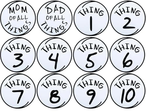Cosblisvia 12 Pcs Iron On Patches, Large Patches For Clothing And Knit Patch DIY, 7.9 Inch Decals For Families, Teams, Groups For Book Day, Easter, Costume Events (Thing 1-10 Design)