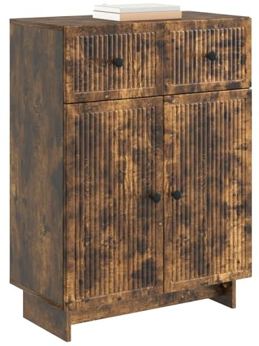 vidaXL Sideboard Geräucherte Eiche 66 x 34,5 x 90 cm Holzwerkstoff, Wohnzimmer, Vintage Sideboard, rechteckig, viel Stauraum, stylisches Möbelstück aus Holz für die Speisekammer