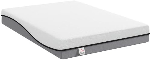 HOMCOM Matratze 140x200cm H3 Mittelfest 20 cm Höhe Ergonomisch | Atmungsaktiv, Gel-Memory-Schaumstoff, Abnehmbarer Waschbarer Bezug, Öko-Tex & CertiPUR Zertifiziert