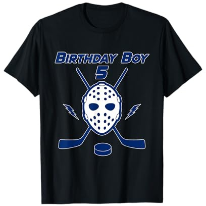 Maschera da Hockey Lightning Bolt Blu per Bambino, Buon 5° Compleanno Maglietta