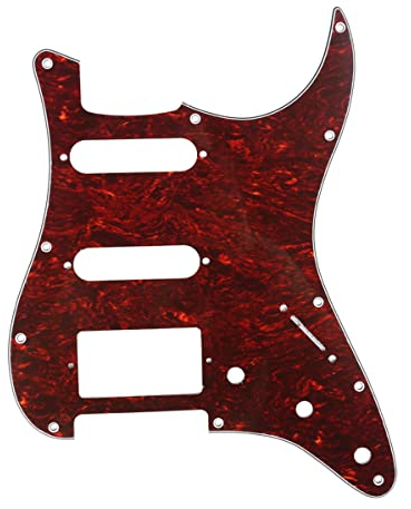 Musiclily HSS 11 Löcher Strat Schlagbrett Pickguard für Fender American/Mexican Standard Stratocaster Modern Style E-Gitarre,4 lagig Red Tortoise