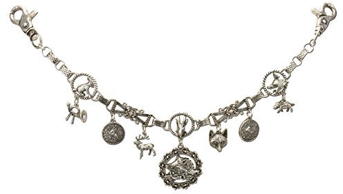 Alpenflüstern Trachten-Charivari Anton - Hochwertiger Herren-Trachtenschmuck mit Trophäen-Anhängern für die Lederhose, (antik-silber-farben) HCH016