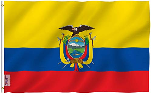 ANLEY Fly Breeze 3x5Pi Drapeau de l'Equateur-Couleur Vive Résistant aux UV-Tête en Toile/Double Couture-Drapeau Equatorien Polyester œillet en Laiton 3x5Pi