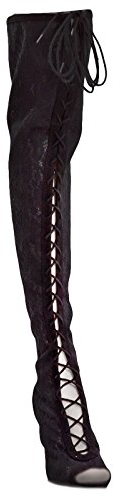 Toocool - Stivali Donna Alti Pizzo cuissardes Lacci Stringati Tacchi Scarpe Nuovi C2003 [36,Nero]
