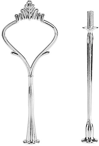 Yosoo Cake Plate Stand Handle Zinc Alloy Multi-tiers Tier Fruit Cake Plate Stand Handle for Wedding Birthday Party(Not Included Plate)(2 Tier-Silver Crown)