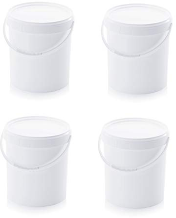 4X Eimer 20l mit Deckel * lebensmittelecht * 20 Liter * weiß * Kunststoffeimer * Hobbock