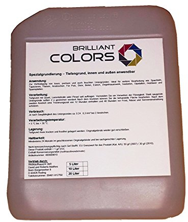 50 Liter Grundierung Spezialgrundierung gebrauchsfertig Haftgrund Haftvermittler Betonfarbe Garage auch für innen Brilliant Colors