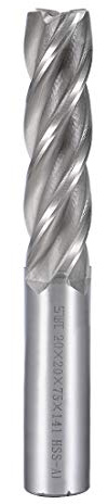 Sourcingmap High Speed Steel HSS-AL 4 Flute Straight End Mill Cutter CNC Router Bits, 20 x 20 x 75mm