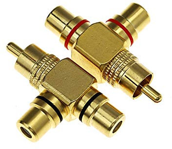 SING F LTD 1RCA maschio a 2RCA femmina ad angolo retto splitter adattatore placcato oro
