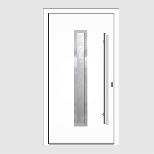 Haustür Welthaus WH75 RC2 Premiumtür Aluminium mit Kunststoff LA211 Tür 1000x2000mm DIN Rechts Farbe aussen weiß Innen weiß außengriff BGR1400 innendrucker M45 Zylinder 5 Schlüßel