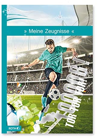 ROTH Zeugnismappe Fußballstar mit Folieneffekt - mit 10 A4 Klarsichthüllen, dokumentenecht, Fussball-Mappe