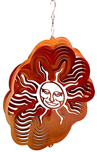 Dundee Deco W1026 Windspiel in Geschenkbox, 3D-Hängedekoration, für Innen- und Außenbereich, Mandala, Sonne, Kupfer, 30,5 cm