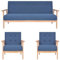 vidaXL Sofa 3-TLG. Sofagarnitur Sessel Couch Polstersofa Couchgarnitur Loungesofa Stoffsofa Polstergarnitur Sitzmöbel Wohnzimmer Stoff Blau