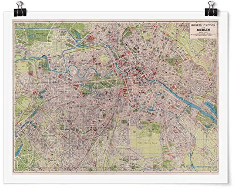 Bilderwelten Poster - Vintage Stadtplan Berlin - Querformat 3:4 Matt 75 x 100cm