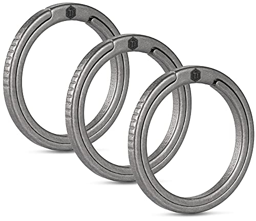 KeyUnity KA08 Anelli Portachiavi 33mm piatto in lega di titanio 3 pezzi, anello diviso a spinta laterale 33mm Facile accesso a chiavi, torce elettriche (3L)…