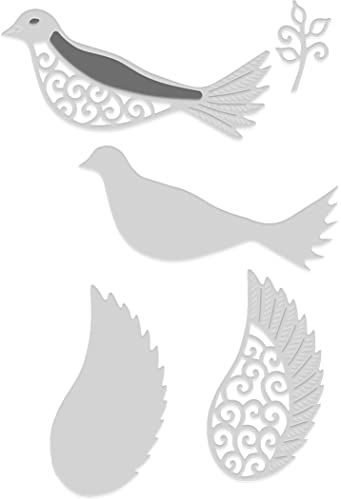 Sweet Dixie Metall-Stanzschablone, geschichtete Taube, SDD603, silber