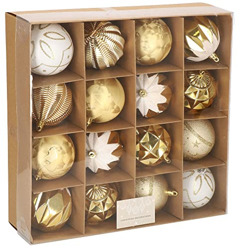 SPRINGOS Weihnachtsbaumkugeln aus Kunststoff 16-teiliges Weihnachtskugeln-Set Dekoration für Weihnachten Party Hochzeit