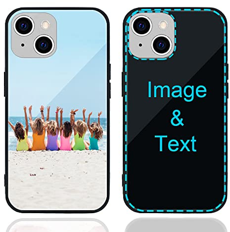 MXCUSTOM Personalised Phone Case for Apple iPhone 13 | Customised Anti-Scratch Tempered Glass Shockproof Soft TPU Cases with Photo Image Text Picture Design Your Own (P1)