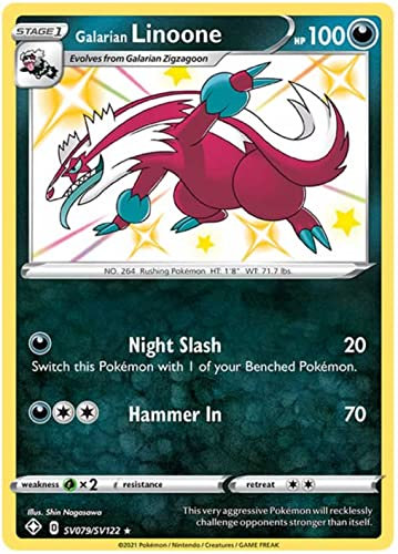 Galarian Linoone SV079/SV122 Shiny Rare Pokemon Card (Shining Fates) + 1x TitanCards® Toploader