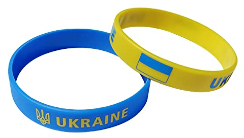 IRYNA 2 Pack Ukraine Wristband Commemorative Silicone Wristband, Ukrainian National Flag Rubber Bracelet Inspirational Ukraine Sports Bracelet Gift Party Accessories