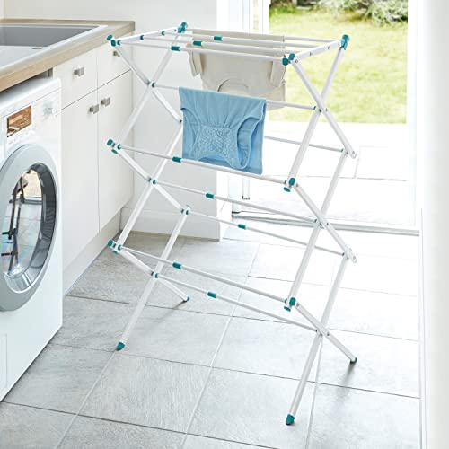BLACK+DECKER BXAR61189E Séchoir à Linge Compact Extensible, Turquoise, Espace de séchage 7,5 m