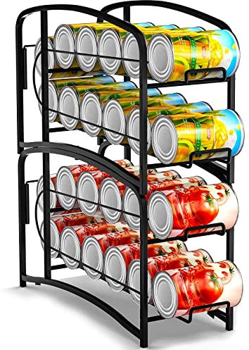 Mutool 2 Pack Stackable Can Rack Holder for Fridge Kitchen Cupboard, Counter-Top, Pantry Organizers and Storage, Blcak
